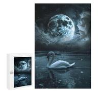 Puzzles pour Adultes Swan Moonlit Lake Reflections Puzzles pour Adolescents Cadeau d'anniversaire Stimule Le Cerveau Jeu Stimulant Cadeaux 1000 PCS