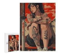 Puzzles pour Adultes Tattooed Woman with Katana Puzzle pour Adultes, Jeu Familial, Défi Difficile, Cadeaux pour Les Amis Et La Famille 500 PCS