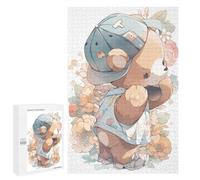 Puzzles pour Adultes Teddy Bear with Floral Hat Puzzle pour Adolescents Améliore La Mémoire Difficile Et Stimulant Idéal comme Cadeau 1000 PCS