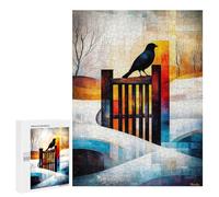 Puzzles pour Adultes The Magpie - Monet Inspired - Geometric Winter Scene - Abstract Impressionist Landscape Puzzle : Jeu Manuel Amusant Et Humoristique, Cadeau d'anniversaire, Cadeaux, 500 PCS