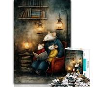 Puzzles pour Adultes The Mouse Family Reading 1000 pièces, Staycation Kill Time, Chaque pièce est Unique - Jeu Familial Stimulant et Amusant 38x26cm