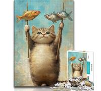 Puzzles pour Adultes thème pêche au Chat 1 000 pièces pour Adolescents Cadeaux Jeu éducatif défi Collection d'artistes Beaux-Arts (50x75cm)