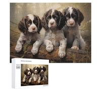 Puzzles pour Adultes Three English Springer Spaniel Puppies Puzzle pour Adultes - Décoration Murale - Idéal comme Cadeau 500 PCS