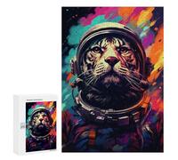 Puzzles pour Adultes Tiger Astronaut Space Suit Puzzles pour Adolescents Cadeau d'anniversaire Stimule Le Cerveau Jeu Stimulant Cadeaux 300 PCS