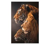 Puzzles pour Adultes Tiger, Lion, Leopard Puzzle pour Adultes À Monter Soi-même, Jouet, Cadeau d'anniversaire, Super Cadeau pour Les Gamers 75x50cm/1000pcs