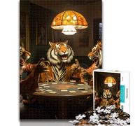 Puzzles pour Adultes Tiger Poker, 1 000 pièces, Cadeaux pour Adolescents, Collection d'artistes, Beaux-Arts, à partir de 14 Ans, 26x38cm