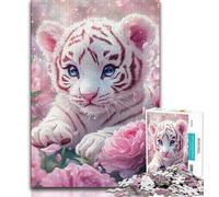 Puzzles pour Adultes Tigre Blanc Adolescent Puzzle, Soulagement du Stress Staycation Kill Time Interaction Parent-Enfant (Taille 38x26cm)