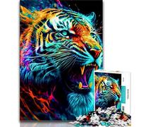 Puzzles pour Adultes Tigre coloré Puzzle 1000 pièces pour Adultes et Adolescents Cadeau d'anniversaire décoration Murale pour Les 14 Ans et Plus (26x38cm)