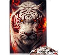 Puzzles pour Adultes Tigres Blancs de feu Rouge 1000 pièces Puzzles pour Adultes Cadeaux pour Adultes Cadeaux Puzzles en cartonGrands Cadeaux et Jouets Taille : 26x38 cm
