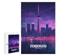 Puzzles pour Adultes Toronto Canada Skyline at Night Puzzle : Jeu Manuel Amusant Et Humoristique, Cadeau d'anniversaire, Cadeaux, 1000 PCS