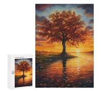 Puzzles pour Adultes Tree by Sunset at Autumn Puzzles pour Adolescents, Jouets Anti-Stress, Décoration Murale, Cadeaux Uniques pour Anniversaire Et Noël 300 PCS