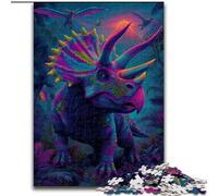Puzzles pour Adultes Tricératops Couleur néon, Anti-Stress, défi Difficile, Cadeaux du Père Noël Secret pour Les 14 Ans et Plus (Taille 50x75cm)
