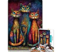 Puzzles pour Adultes Trois Chats 1000 pièces Jeu Difficile et Stimulant pour Tous Les âges pour Femmes Cadeaux pour Hommes (26x38cm)