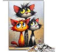 Puzzles pour Adultes Trois Chats 1000 pièces, Jeu Stimulant et Jeu Familial, Collection d'artistes, Beaux-Arts à partir de 14 Ans (50x75cm)