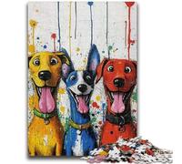Puzzles pour Adultes Trois Chiens Heureux aident Le Cerveau à exercer des Jouets addictifs pour cultiver la Patience Convient aux Couples 50x75cm