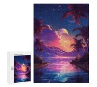 Puzzles pour Adultes Tropical Night Pool Scene Puzzles pour Adultes : Anti-Stress, Difficile Et Stimulant, pour des Soirées Jeux en Famille 300 PCS
