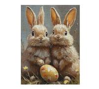 Puzzles pour Adultes Two Bunnies and an Egg Puzzle pour Adultes À Monter Soi-même, Jouet, Cadeau d'anniversaire, Super Cadeau pour Les Gamers 52x38cm/1000pcs