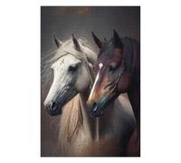 Puzzles pour Adultes Two Majestic Horses Puzzles pour Adultes - Jeu Familial - Niveau De Difficulté : Difficile - Cadeaux pour Les Amis Et La Famille 75x50cm/1000pcs