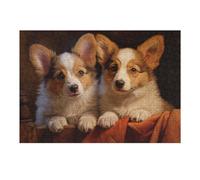 Puzzles pour Adultes Two Pembroke Welsh Corgis Puzzle pour Adultes, Jouet, Décoration Murale, pour Les Amis Et La Famille 1000pcs(38x26cm)