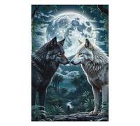Puzzles pour Adultes Two Wolf in Forest Moon Puzzle pour Adultes, Jouet, Décoration Murale, pour Les Amis Et La Famille 1000pcs(75x50cm)