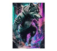 Puzzles pour Adultes Urban Wolf in Neon Puzzles pour Adultes - Jeu Familial - Niveau De Difficulté : Difficile - Cadeaux pour Les Amis Et La Famille 38x26cm/1000pcs