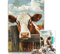 Puzzles pour Adultes Vaches de la Ferme Puzzles pour Adultes 1000 pièces, avec pièces entièrement emboîtables de Formes aléatoires pour Les Enfants de 14 Ans et Plus 50x75cm