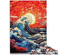 Puzzles pour Adultes Vague Japonaise Kanagawa Puzzles en Bois Puzzles pour Adultes 500 pour Adultes Enfants 12 Ans et Plus Jeu intellectuel 19,7 "x 20,47" / 38 * 52 cm.