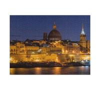 Puzzles pour Adultes Valletta in Malta at Night Jeu De Puzzle Et Casse-tête pour Adultes, Cadeau d'anniversaire Idéal 1000pcs(52x38cm)