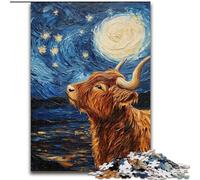 Puzzles pour Adultes Van Gogh Night Sky Yak 1000 pièces, Jeux éducatifs à Faire soi-même avec Affiche et fiche de Questions Assorties pour Les 14 Ans et Plus 26x38cm