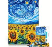 Puzzles pour Adultes Vangogh Tournesol 1000 pièces Renforce la mémoire Calme et sérénité Bords Nets Pièce de Collection 50x75cm
