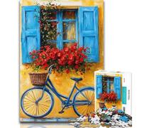 Puzzles pour Adultes Vélo près de la fenêtre Puzzles pour Adultes 1000 pièces, activité Amusante pour la Maison, Jouets pour Les Jours de Pluie, Cadeaux d'anniversaire 26x38cm