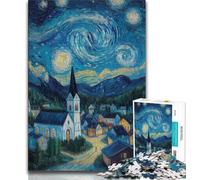 Puzzles pour Adultes Village sous Le Ciel Nocturne 1000 pièces, Aidez Le Cerveau à exercer des Jouets addictifs pour cultiver la Patience et l'interaction Parent-Enfant 75x50cm