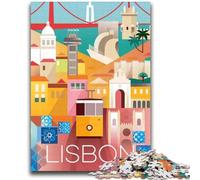 Puzzles pour Adultes, Ville de Lisbonne, Portugal, 1 000 pièces, Jeu Familial Difficile, Anti-Stress, défi Difficile, Superbes Cadeaux et Jouets (38x52cm)