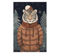 Puzzles pour Adultes Vintage Tiger Xmas Casse-têtes pour Adolescents, Jeux De Réflexion, Analyse Et Logique, Cadeaux pour Amis Et Famille 75x50cm/1000pcs