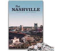 Puzzles pour Adultes Visit Nashville 1000 pièces,stimulez Votre Cerveau,stimulez Votre Patience,développez Votre créativité et développez Votre Sens de la Patience Jeu de défi Unique 1000 pièces