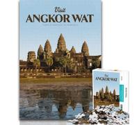 Puzzles pour Adultes : Visitez Angkor Wat, 1 000 pièces, Cadeaux pour Adultes, Jeux familiaux, Cadeaux d'anniversaire Défi Haute difficulté 75x50cm