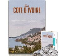 Puzzles pour Adultes Visitez la Côte D'Ivoire de 1000 pièces, Difficiles à compléter mais Amusants et Humoristiques avec Affiche et fiche de Questions-réponses Assorties 50x75cm