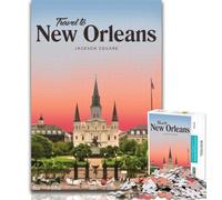 Puzzles pour Adultes Visitez la Nouvelle-Orléans, Puzzles de 1 000 pièces pour Adolescents, idée Cadeau d'anniversaire pour Adultes, Jeu Familial et Passe-Temps 26x38cm