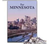 Puzzles pour Adultes Visitez Le Minnesota, pour Les 14 Ans et Plus Chaque pièce est Unique - Jeu Amusant et Stimulant pour Toute la Famille Bon Cadeau 50x75cm