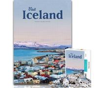 Puzzles pour Adultes Visitez l'Islande Puzzles pour Adultes 1000 pièces, Anti-Stress Défi Difficile Décoration d'intérieur Unique et Cadeaux 75x50cm