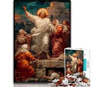 Puzzles pour Adultes Vitrail Jésus 1000 pièces pour Adultes, Anti-Stress Staycation Kill Time Décoration d'intérieur Jouets (Taille 38x26cm)