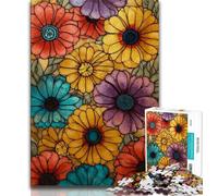 Puzzles pour Adultes vitraux Fleurs Sauvages 1 000 pièces Jouet éducatif et décompressant idéal pour Un Anniversaire ou comme Cadeau (50x75cm)