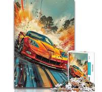 Puzzles pour Adultes, Voitures de Sport Cool, 1 000 pièces, Difficiles, Art au Fusain, pour Passer Le Temps à la Maison, décoration d'intérieur, 50x75cm