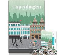 Puzzles pour Adultes Voyage à Copenhague 1000 pièces, Jouets éducatifs et Difficiles, Jeux de Famille, Cadeaux pour Amis et Famille 75x50cm