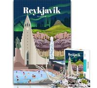 Puzzles pour Adultes Voyage en Islande Puzzles 1000 pièces pour Adolescents Cadeaux, idée Cadeau d'anniversaire pour Adultes, Jeu de Famille et Passe-Temps 75x50cm