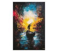 Puzzles pour Adultes Voyage Into Light - Expressionist Abstract River Journey Puzzles pour Adultes - Jeux Relaxants - Décoration Murale - Cadeaux pour Les Amis Et La Famille 75x50cm/1000pcs
