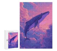 Puzzles pour Adultes Whale Flying on Sky Retro Puzzle pour Adultes, Jeu Familial, Défi Difficile, Cadeaux pour Les Amis Et La Famille 300 PCS