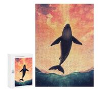 Puzzles pour Adultes Whale Leaping Sunset Puzzles pour Adultes - Jeux De Détente - Défi Difficile À Relever 300 PCS