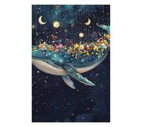 Puzzles pour Adultes Whale with Flowers in Space Puzzles Jeux Relaxants Découpe De Précision Cadeaux pour Les Amis Et La Famille 1000pcs(75x50cm)