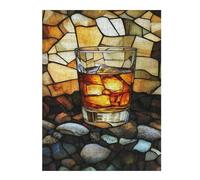 Puzzles pour Adultes Whiskey Glass with Ice Stones Background Puzzles pour Adolescents, Jouets Anti-Stress, Décoration Murale, Cadeaux Uniques pour Anniversaire Et Noël 1000pcs(52x38cm)